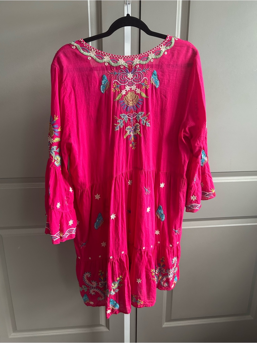 Johnny Was Teyros Embroidered Fuchsia Boho Tunic Dress Size Large L #121 - Picture 10 of 15